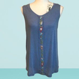 EMBROIDERED CENTER STRIPE, OPEN BACK TANK, SMALL